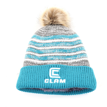 Clam Pom Hat Grey/Teal