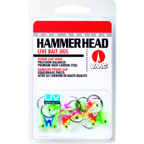 VMC 1/4 oz Hammer Head Live Bait Jigs - Assorted UV Tiger Colors