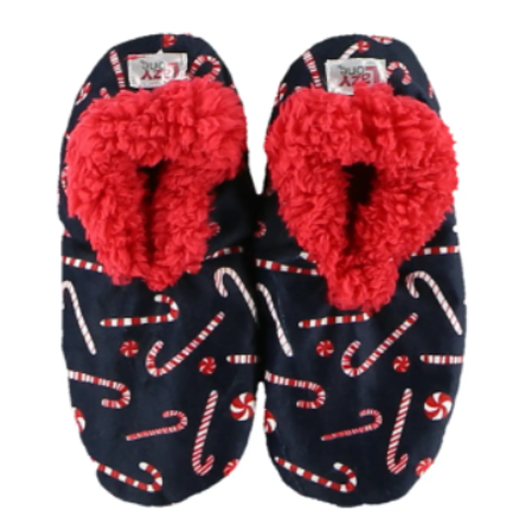 Lazy One Womens Candy Cane Fuzzy Feet Slippers