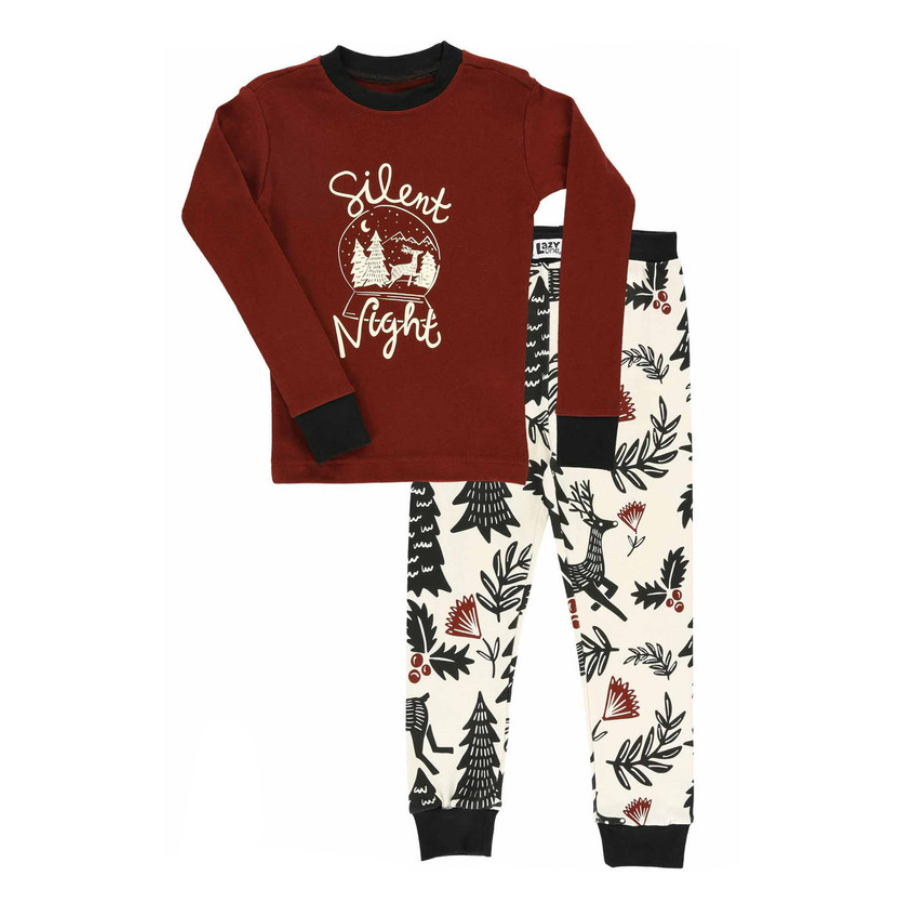 Lazy One Silent Night Kids Long Sleeve Pajama Set