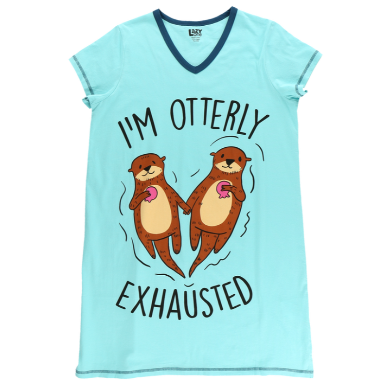 Lazy One Otterly Exhausted Women's V-Neck Nightshirt