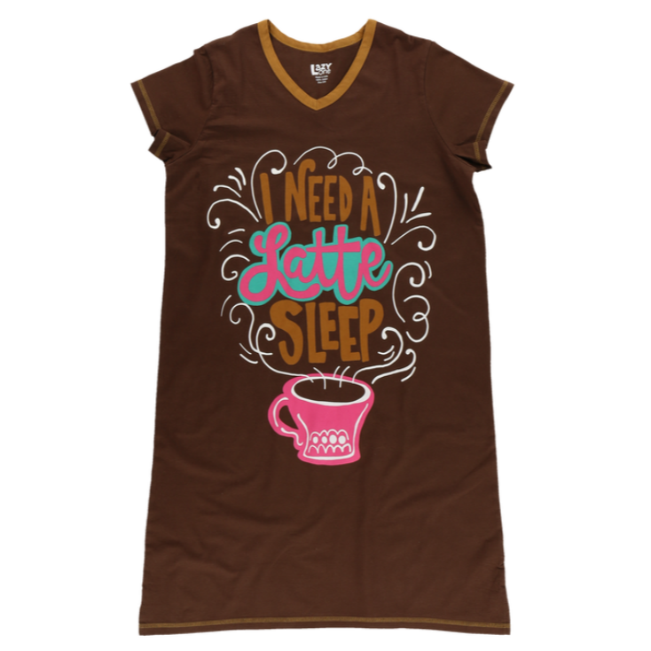 Lazy One Latte Sleep Women's V-Neck Nightshirt