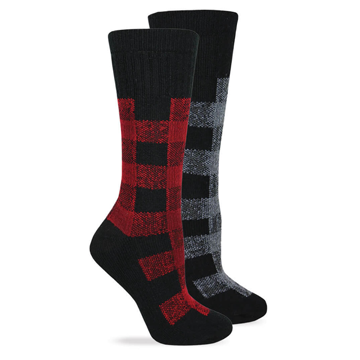 Wise Blend Womens Buffalo Plaid Heavyweight Crew Sock