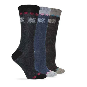 Wise Blend Womens Angora Snow Flake Crew Sock