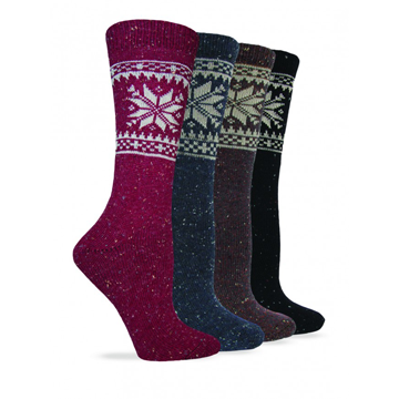 Wise Blend Womens Snowflake Heavyweight Crew Sock