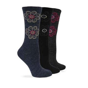 Wise Blend Womens Flower Leg Crew Sock DISCONTINUED