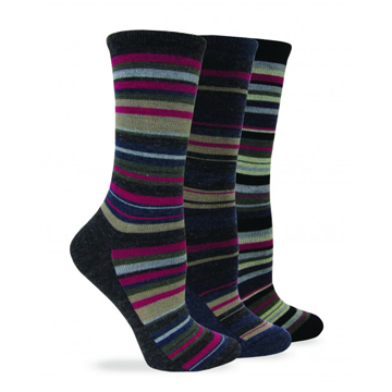 Wise Blend Womens Large Stripe Crew Sock